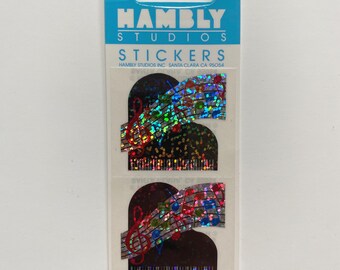 Hambly Studios Sticker Sheet Grand Piano Music Notes Prismatic Made in USA