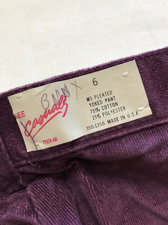 KIDS 1980s Lee Casuals Purple Corduroy Pants Miss… - image 6