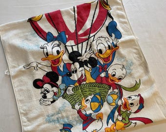 Vintage Disney Character Bath Towel for Kids Made in USA Fashion Manor Hot Air Balloon Ride