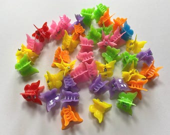 Mini 1990s Butterfly Clips Barettes Colorful 90s Girls Hair Accessories Cute