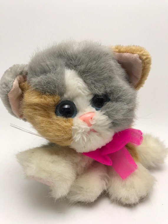 RARE vintage des années 1990 Tyco Kitty Kitty chatons ronronnant chat  doudou peluche Animal HTF gris blanc Orange rose arc à collectionner -   Canada