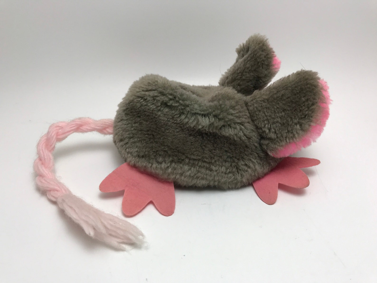 Plush Mouse Stuffed Animal Bean Bag Toy Grey and Pink Adorable Etsy