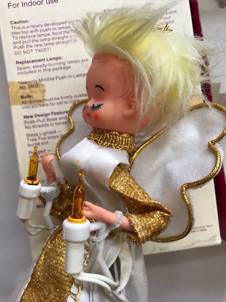 SAVE 25/% Vintage Noma Angel Tree Topper Cute Pixie Christmas Xmas Holiday Ornament Decor Japan Not Working