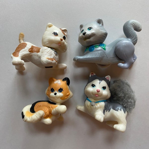 1990s Littlest Pet Shop Toys Kenner Kitties and Husky Pup