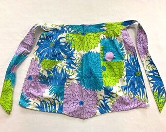 1970s Flower Power Kitchen Apron Cooking Baking Vintage Colorful Floral Ladies