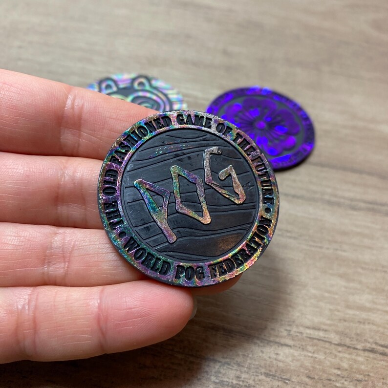 Text Pogs 1990s Official Pog Slammers Game Pieces Metallic Plastic - Etsy