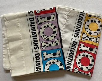 101 Dalmatians Pillowcases Pair Disney Disneyana Collectible Kids Puppies Pups Dogs Vintage 1990s