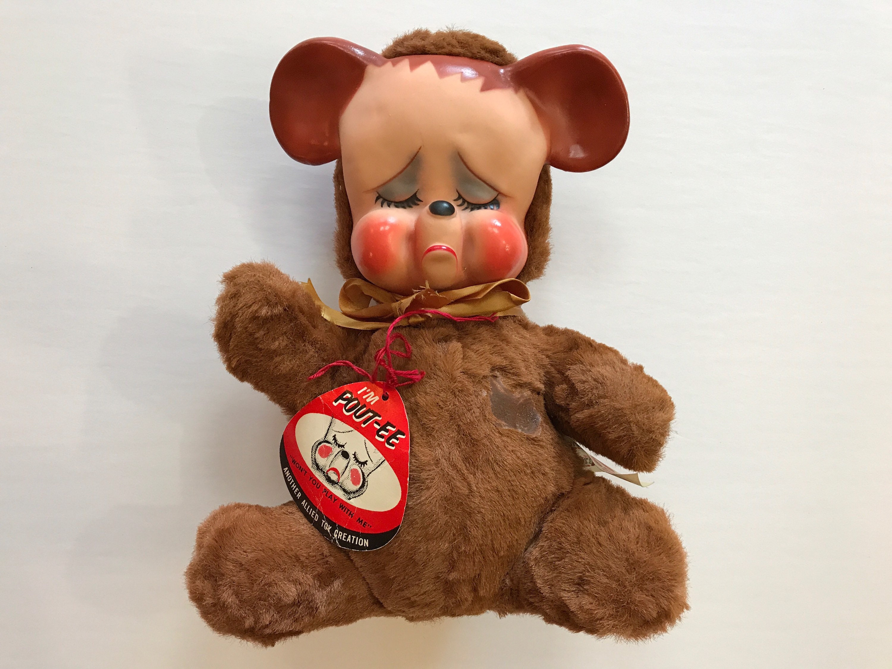 Sad Rubber Face Pouting Bear Pout-ee Allied Toy Creation 50s Sad Rubber Face Pouting Bear Pout-ee Allied Toy Creation 50s