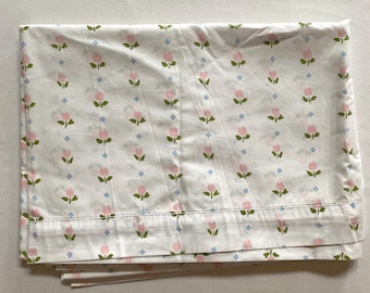 Pink Tulip Twin Flat Bed Sheet Floral Cottagecore Springmade 1990s Vintage