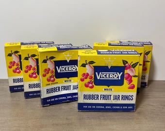 Vintage Viceroy Rubber Fruit Jar Rings Original Boxes Red and White Canning Jarring Homesteading