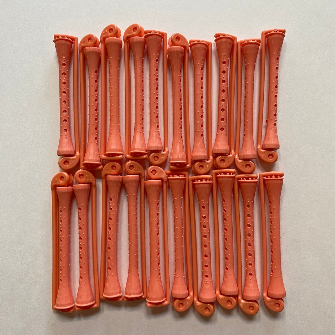 Vintage 70s Swing Arm Perm Rods Hair Perming Curlers Coral Pink Ladies
