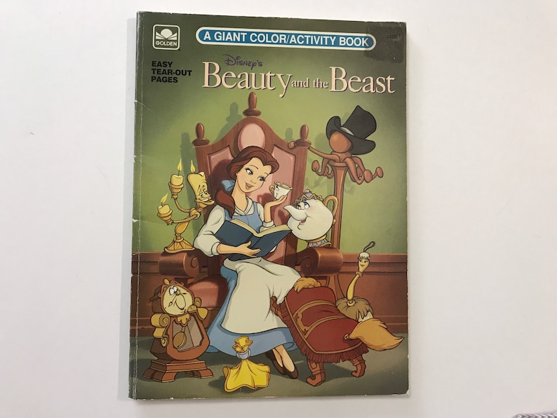 1991 Disney Beauty and the Beast Coloring Book Golden Giant Colouring Activity Book 90s Kids Children