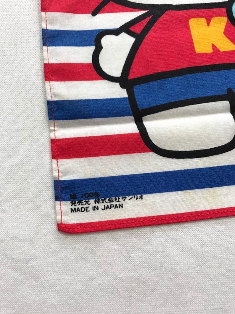 1989 Sanrio Hello Kitty Napkin Hankie Kawaii Retro Japan 80s 90s Kids Handkerchief Fabric Square