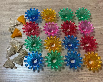 Vintage Plastic Christmas Light Reflectors Colorful Xmas Holiday Decor Ornaments Light Covers
