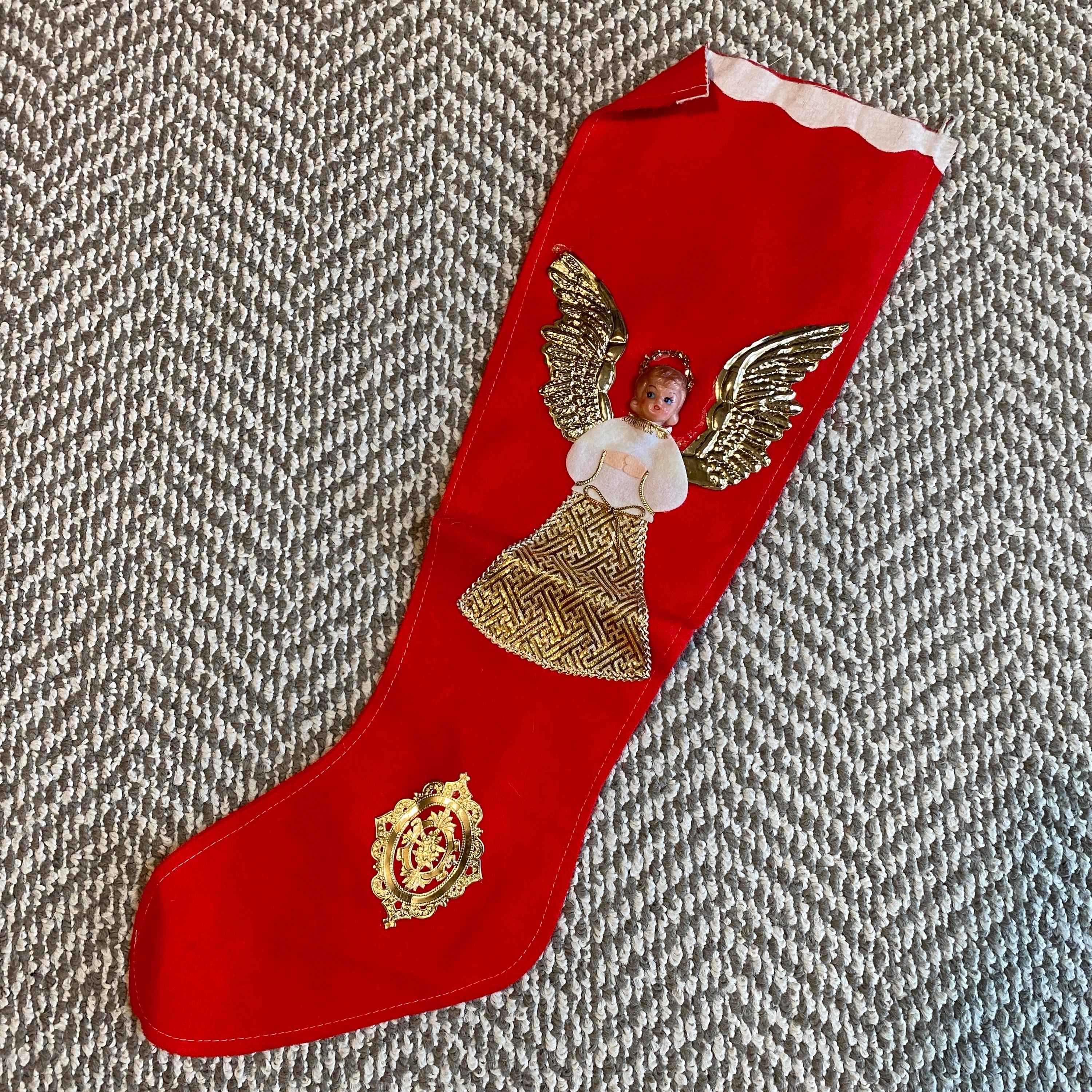 クリスマスタンブリングピクシー　サンタガール　1960年代　ヴィンテージ Vintage 1960s Christmas Angel Stocking Plastic Face Made in Japan