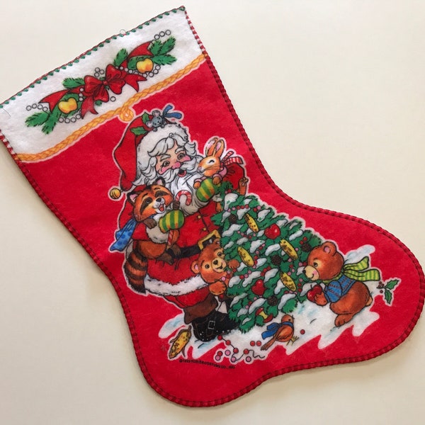 SALE Santa Claus Vintage Felt Christmas Stocking 1993 Rubies Holiday Stocking Standard Size Xmas Decor