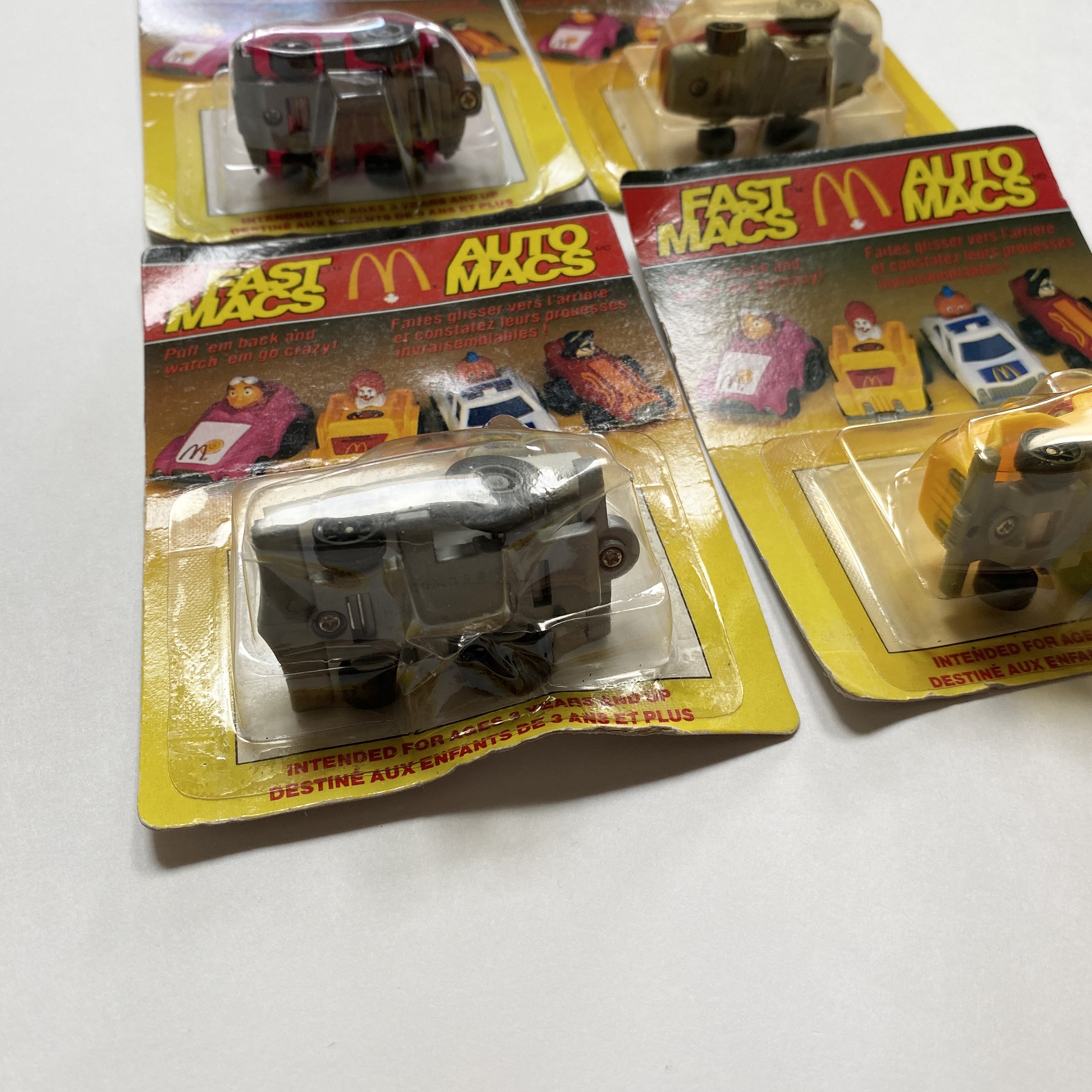 85'McDonaldsFast Macs Pull Back Cars 全4種 Vintage 80s MCDONALDS Fast Macs Happy Meal Pull Back Cars