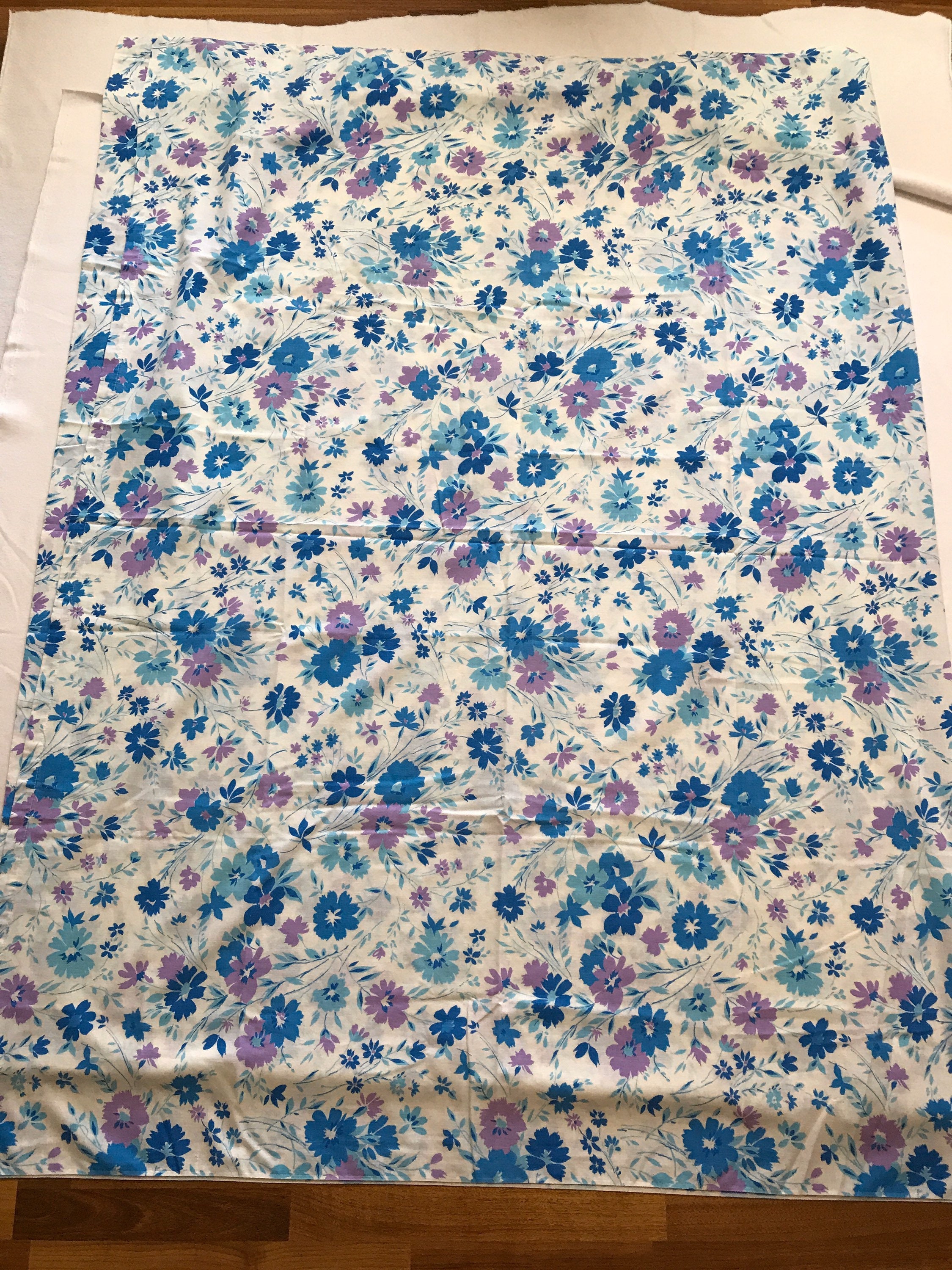 Vintage 1970s Flower Power Twin Flat Sheet Blue and Purple | Etsy