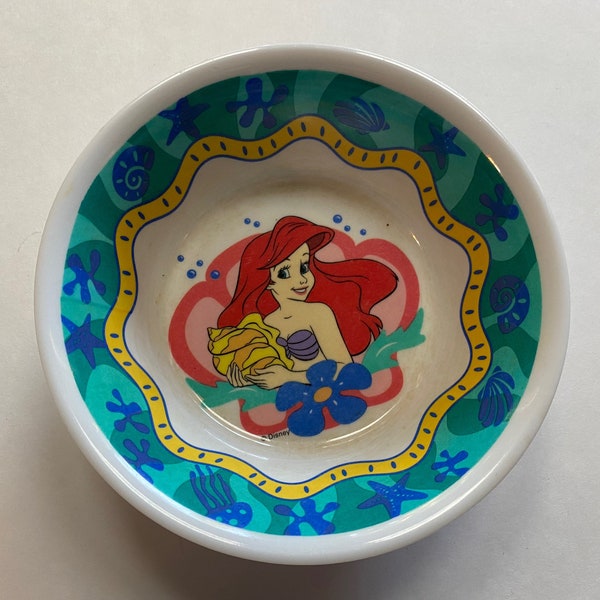 Années 1990 Ariel Little Mermaid Melamine Kids Bowl Servant des collations Plastique Mignon Enfants