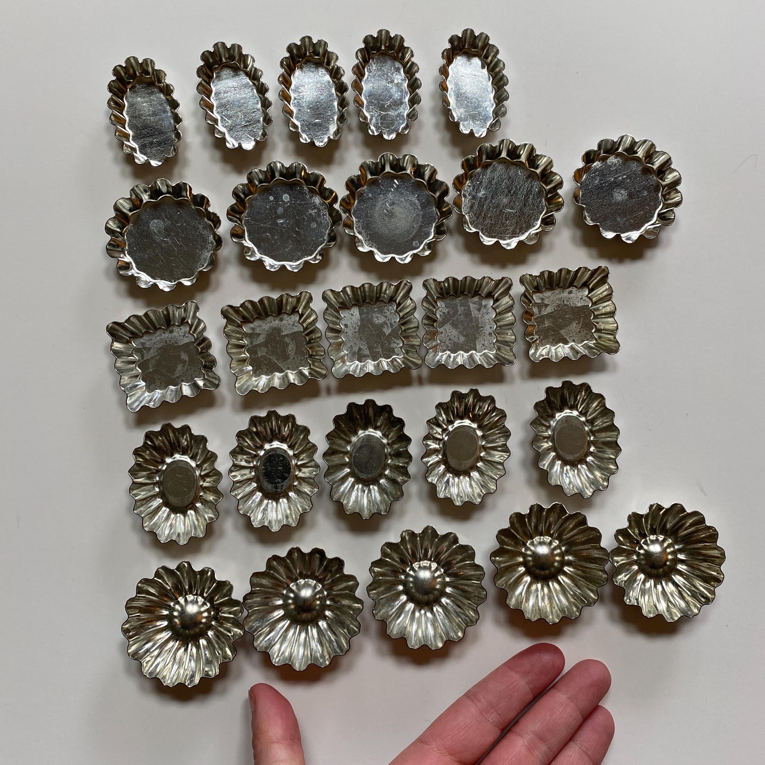 ブリキ製ベーキングモールドカップ 料理アート ミニタルト缶 フランス