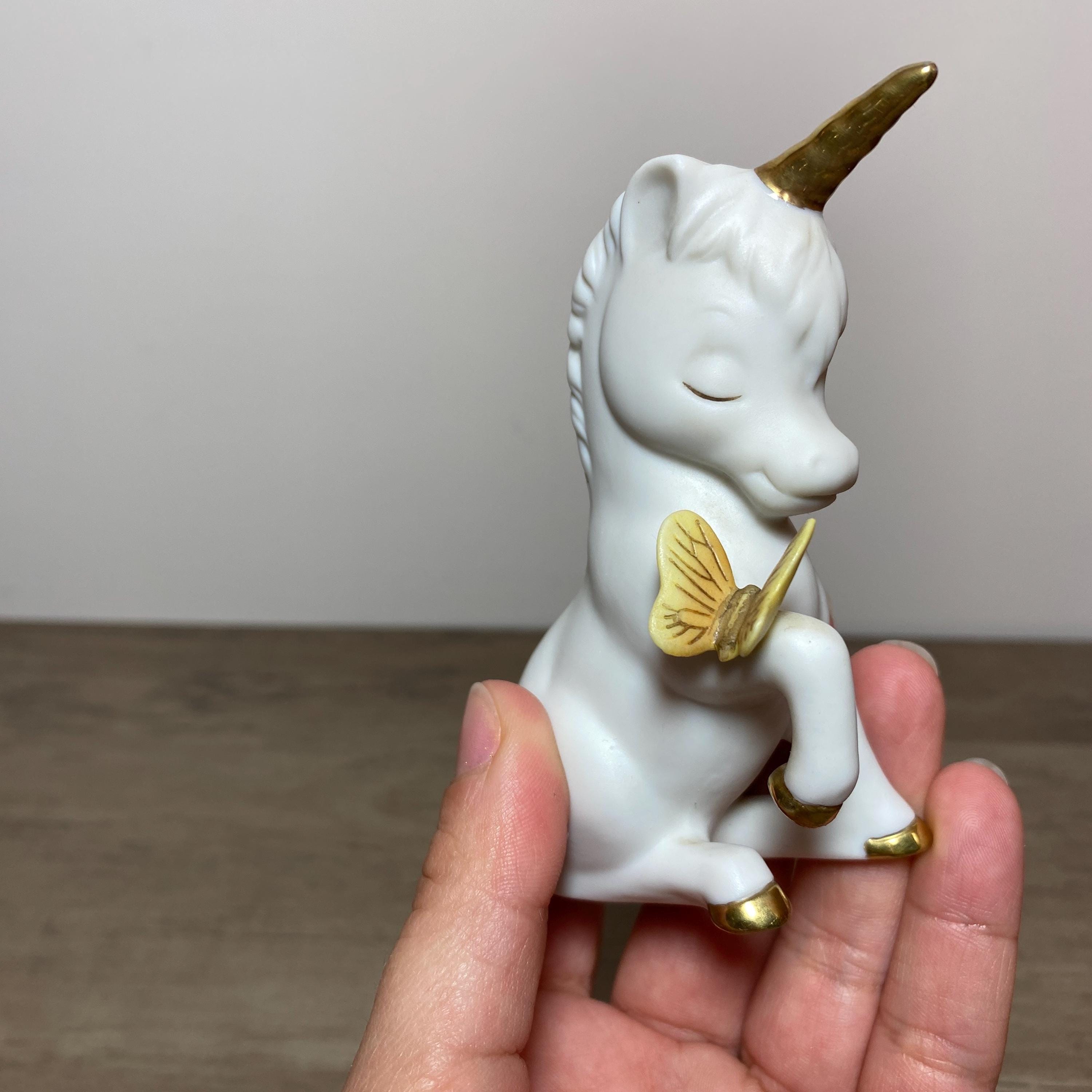 Vintage Unicorn With Butterfly Mythical Figurine 1992 Malaysia