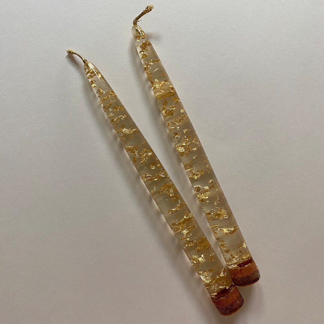 Vintage Lucite Clear Taper Faux Candles With Golden Flecks Mid Etsy