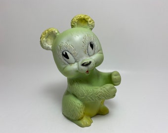 Vintage Green Bear Squeaker Toy Retro Rubber Toy Plastic Kids Children Strange England Lone Star Eaglet Series