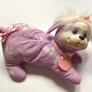 1990s Puppy Surprise Hasbro Plush Stuffed Animal RARE Purple 90s Girls Toys Mama with Collar