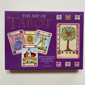Jeu complet de 78 cartes divinatoires illustrées L'art du TAROT par Liz Dean, début des années 2000
