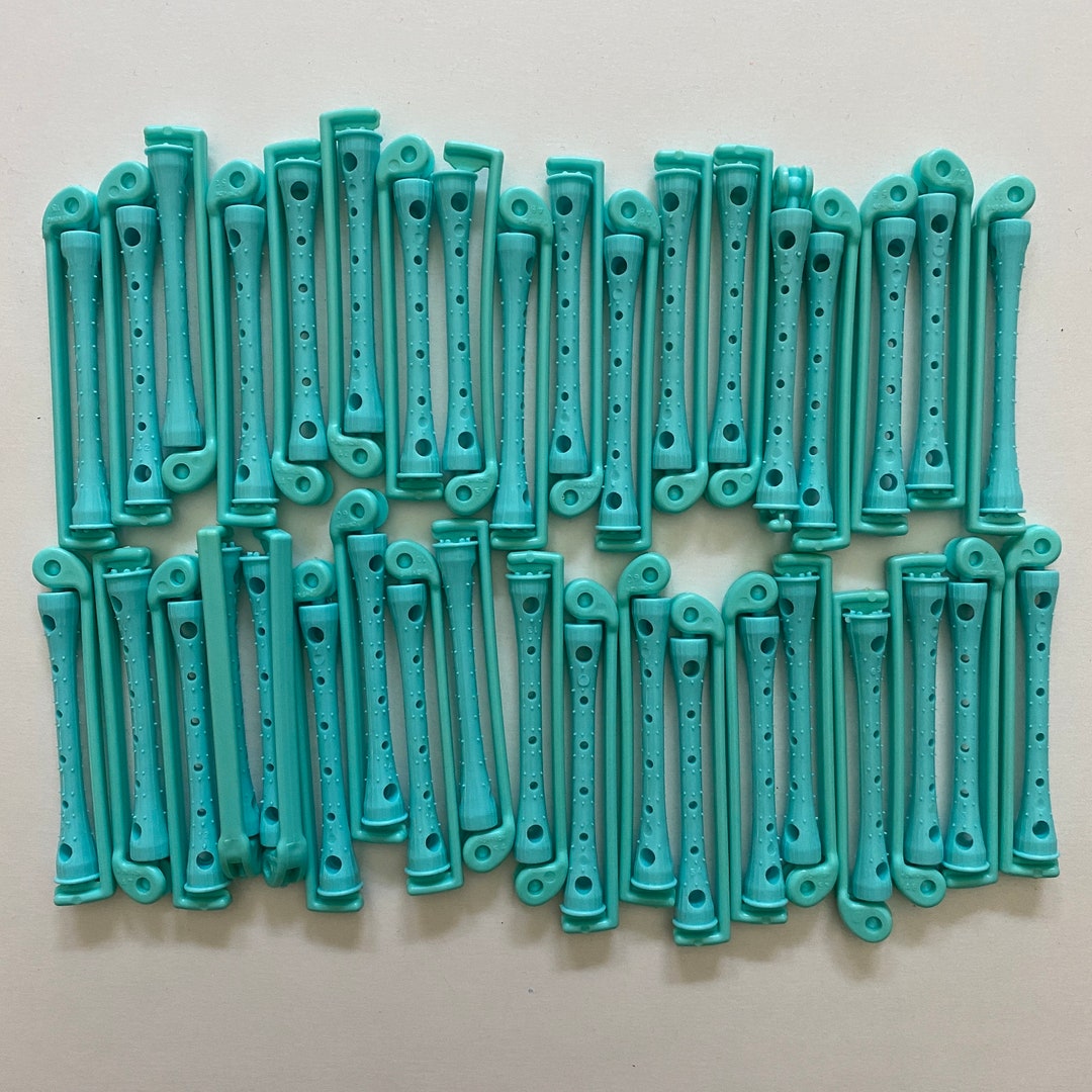 Vintage 70s Swing Arm Perm Rods Hair Perming Curlers Aqua Green Ladies