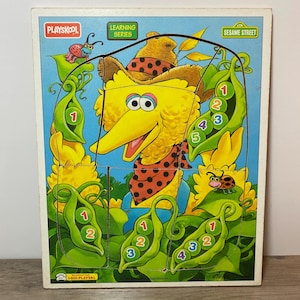 Big Bird Sesame Street Wooden Frame Tray Puzzle Vintage Kids Toy 1994 Learning Series Playskool 676-05