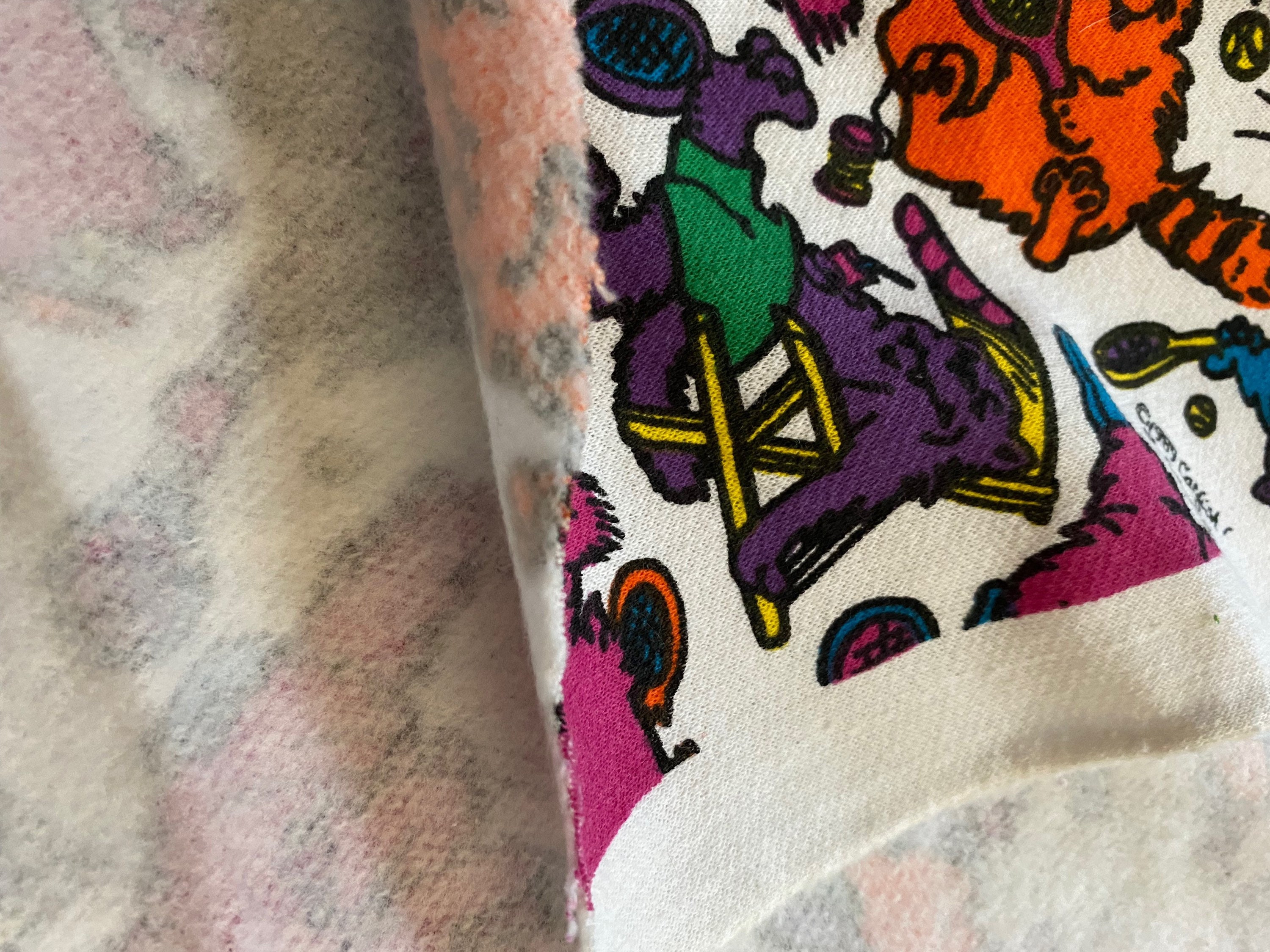Cats Sweatshirt Fleece Sewing Fabric Material 90s Kids