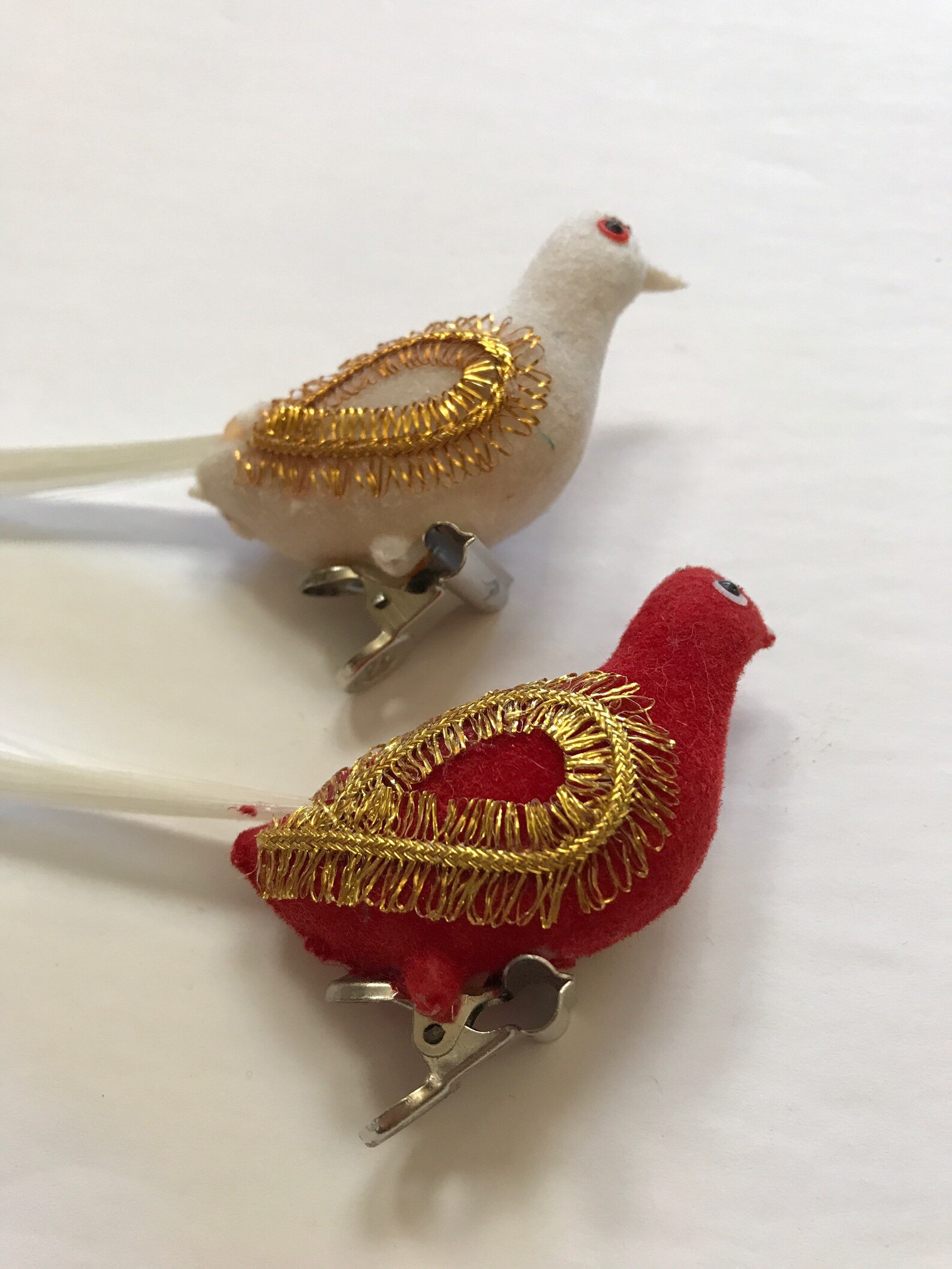 Pair of Vintage Clip on Bird Christmas Ornaments Pretty Red Etsy