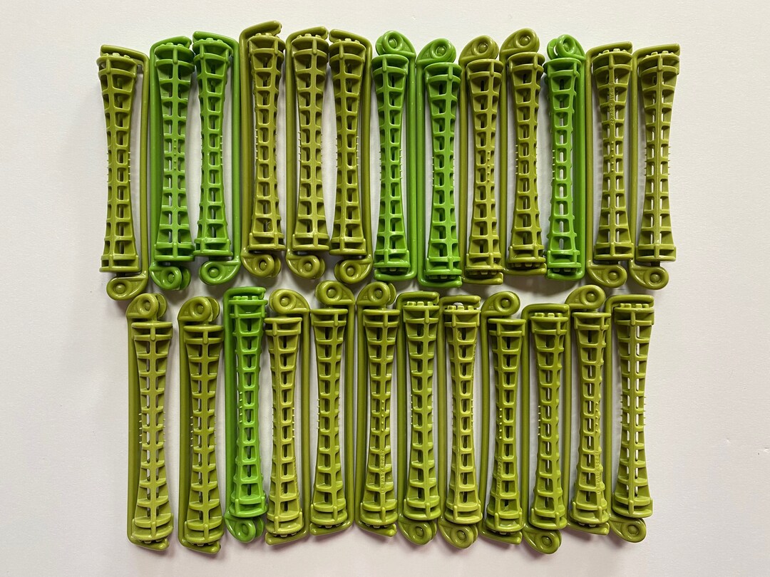 Vintage 70s Swing Arm Perm Rods Hair Perming Curlers Green Ladies Hair