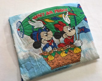 Vintage Disney Mickey Air Mobile Twin Fitted Sheet 1980s Disneyana Made in USA