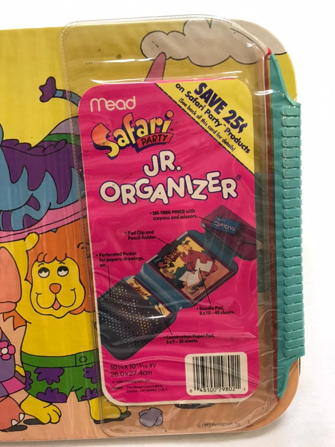 1989 Mead Safari Party Jr Organizer School Supplies Folder Etsy