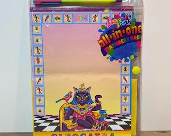 Cleocatra Stationary Set Postalettes Stickers Envelopes Writing Paper Made in USA RARE Vintage 1990s Lisa Frank