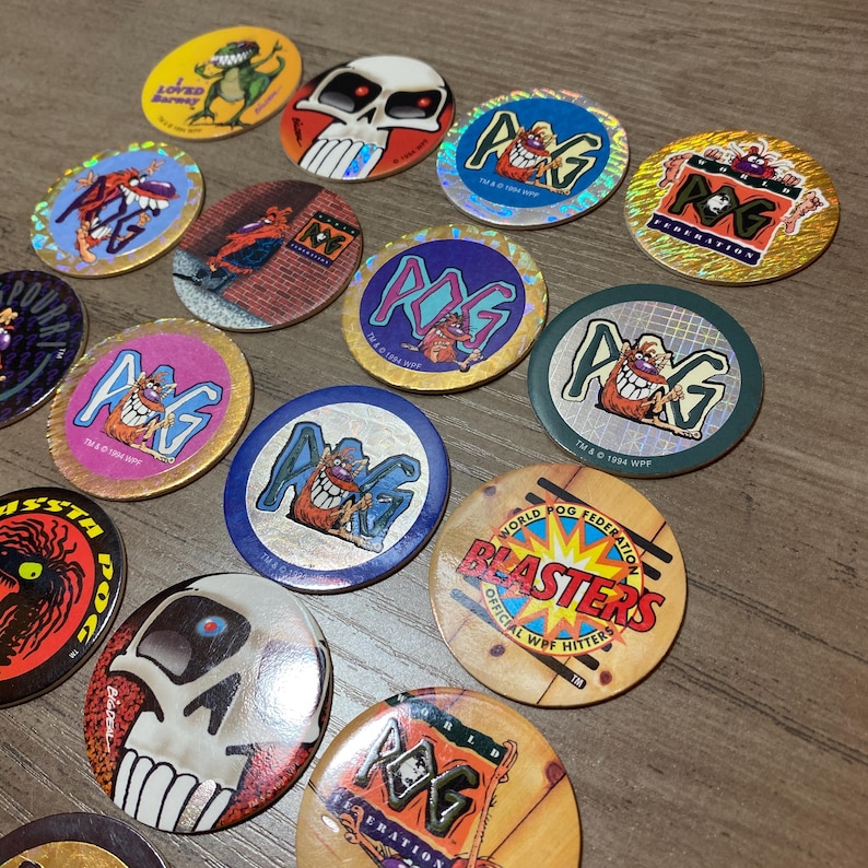 Official Pogs Lot 90s Pog Game Pieces Kids Toys Game Night Milk Caps ...