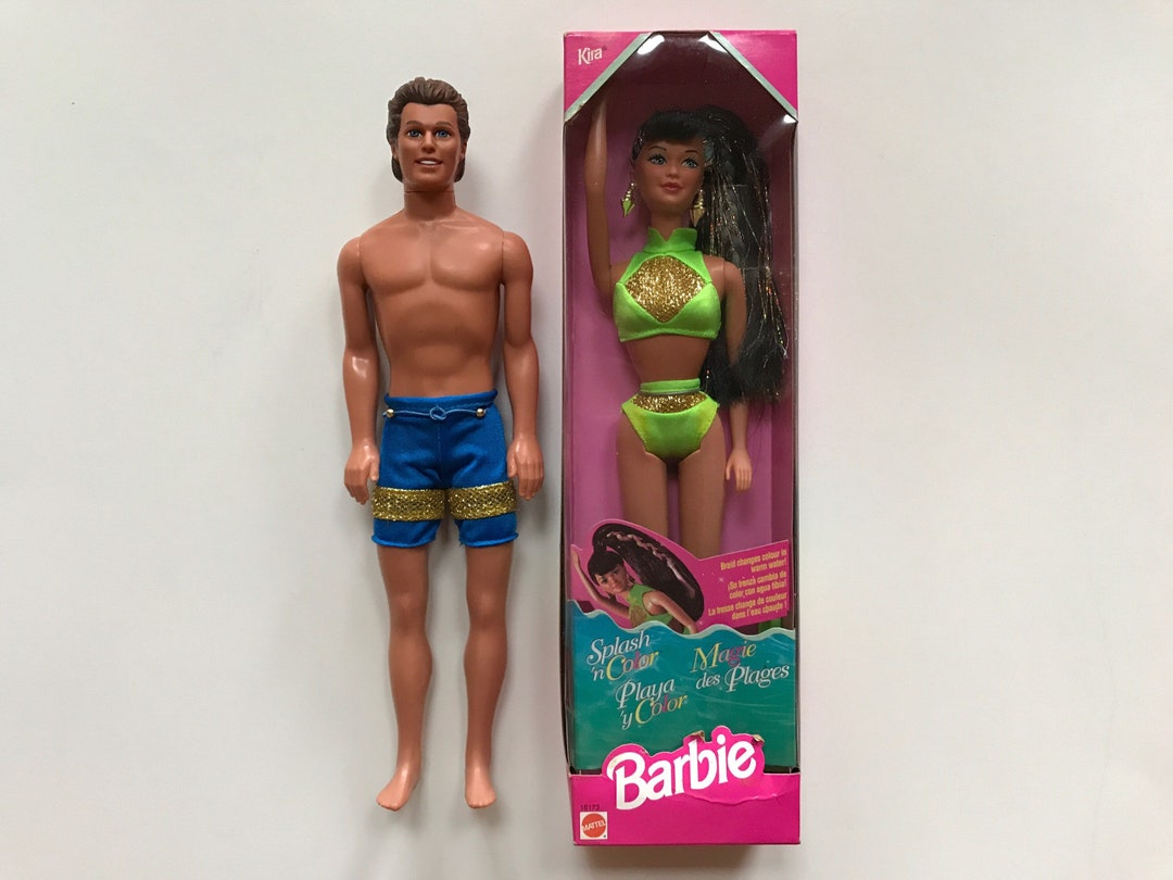 1996 Splash N Color Kira and Ken Barbie Doll in Package NIB