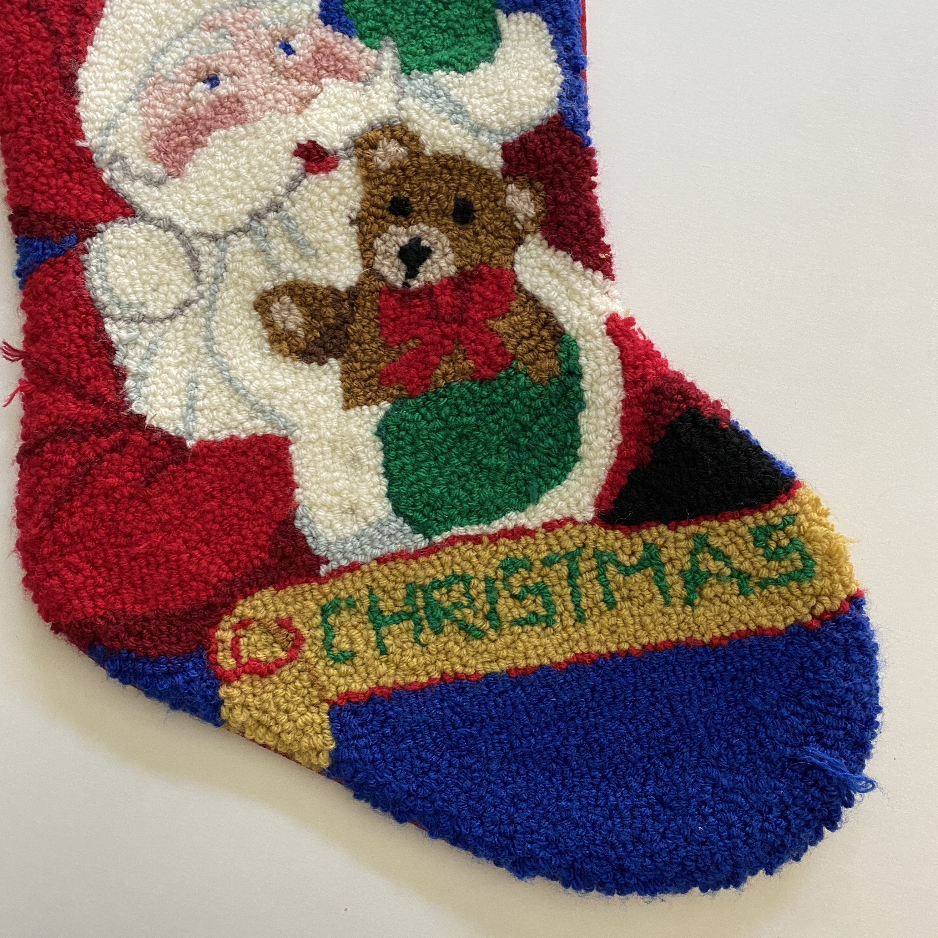 Christmas Needle Punch Stocking Xmas Holiday Merry Christmas Santa and ...