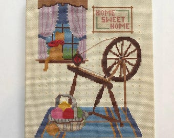 Loom Cross Stitch Embroidery Wall Hanging Handmade Hand Stitched Home Sweet Home