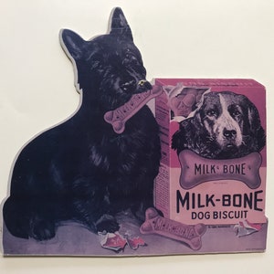 VENTE vintage Milk bone Dog Biscuits Litho Tenture murale Decor Kitsch papier cartonné 1991 Nabisco