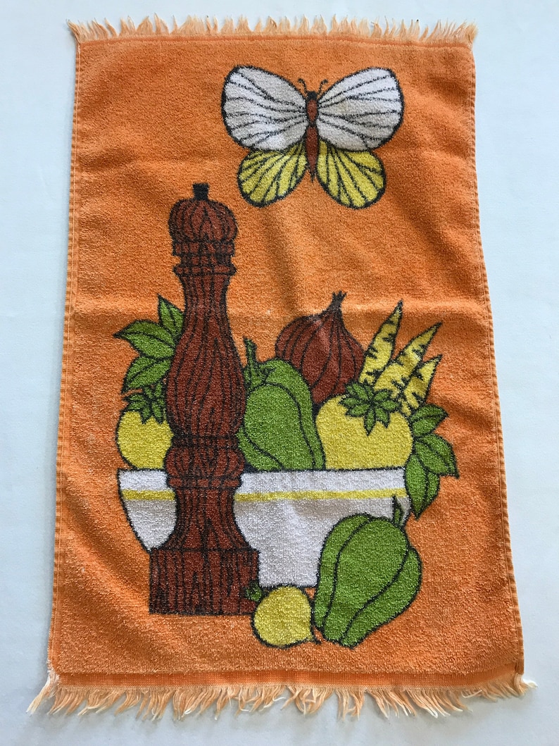 1970s Kitchen Tea Towel Hand Towel Decor Groovy Linen Terry Etsy