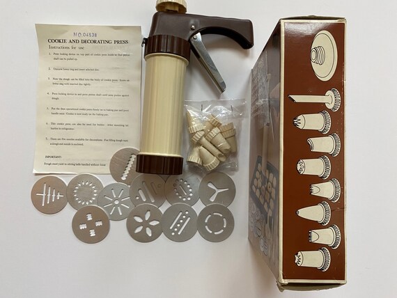 Vintage Cookie Press and Icing Set Baking Tool Cookies Holidays