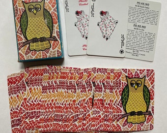 Owl Playing Cards Complete Deck Game Night Groovy Poker Rummy Old