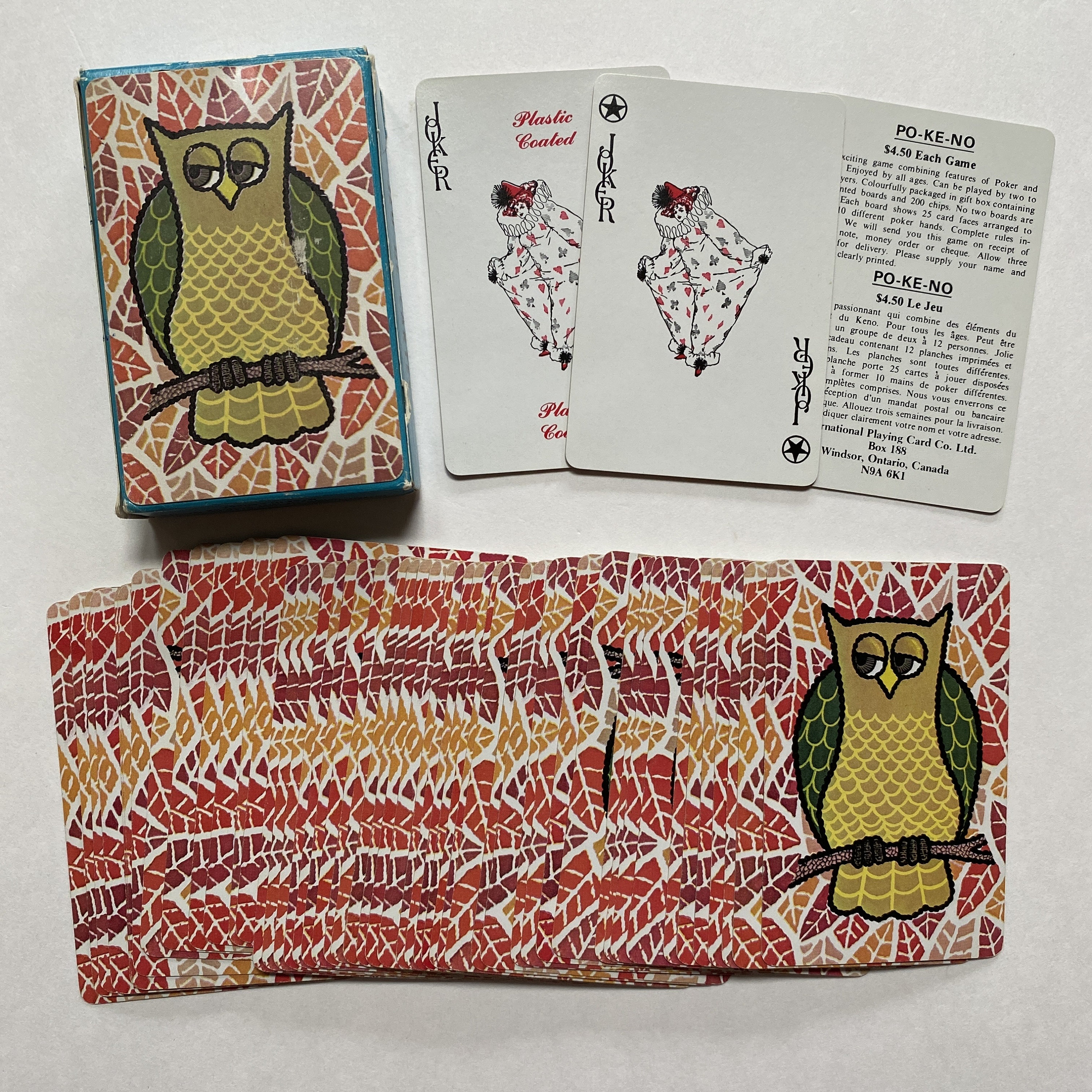 Owl Playing Cards Complete Deck Game Night Groovy Poker Rummy Old