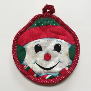 Christmas Snowman Pot Holder Cambridge B&D 1990s Xmas Holiday Kitchen Decor