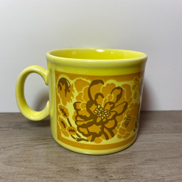 Vintage Staffordshire England Mug Coffee Cup Yellow Floral