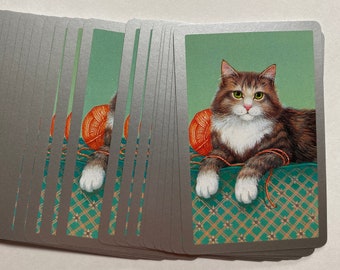 Cat Playing Cards Game Night Complete Deck Groovy Poker Rummy Old Maid Bridge Hearts Solitaire Ephemera