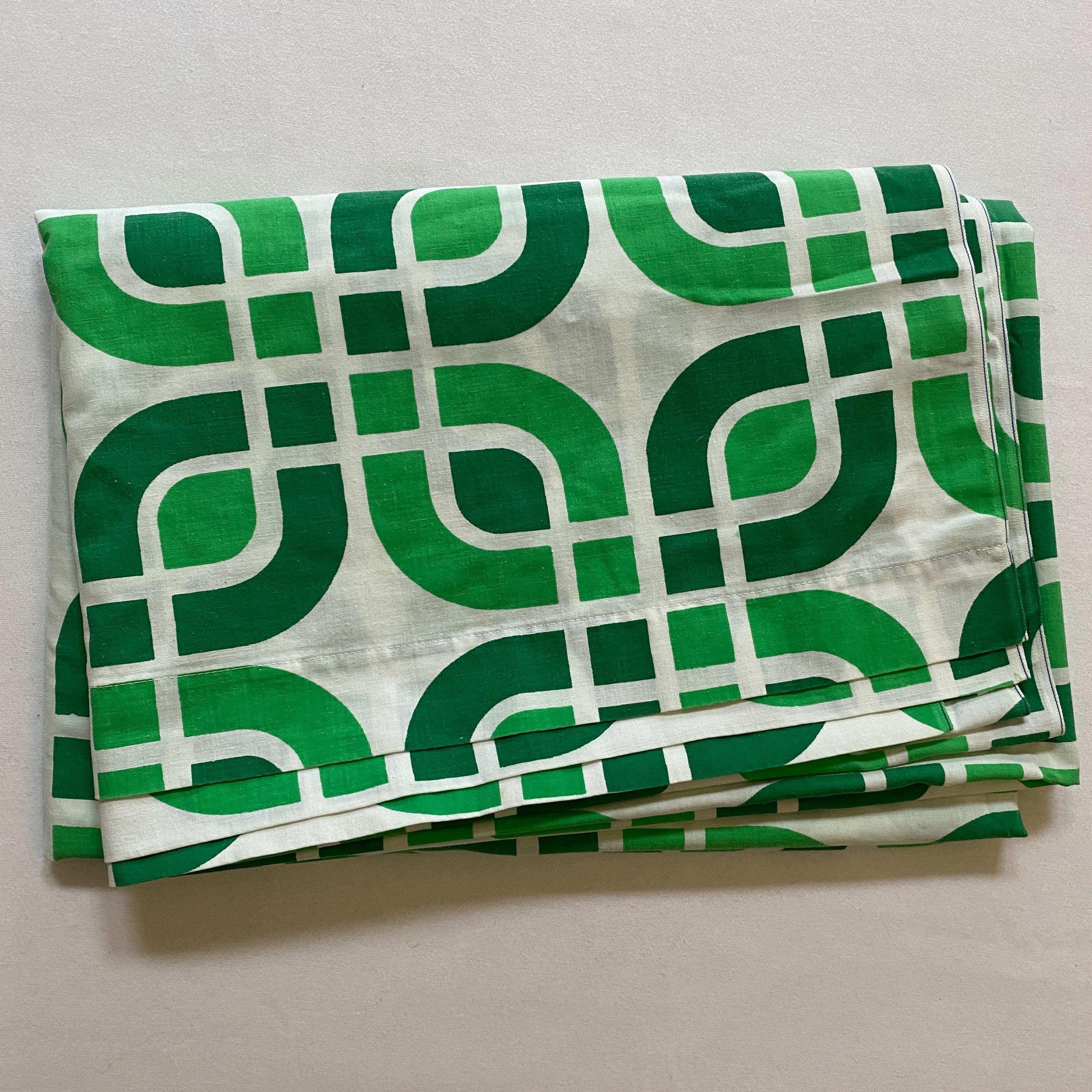 Texmade グリーン 幾何学模様 ツイン フラット シーツ 寝具 ベッド